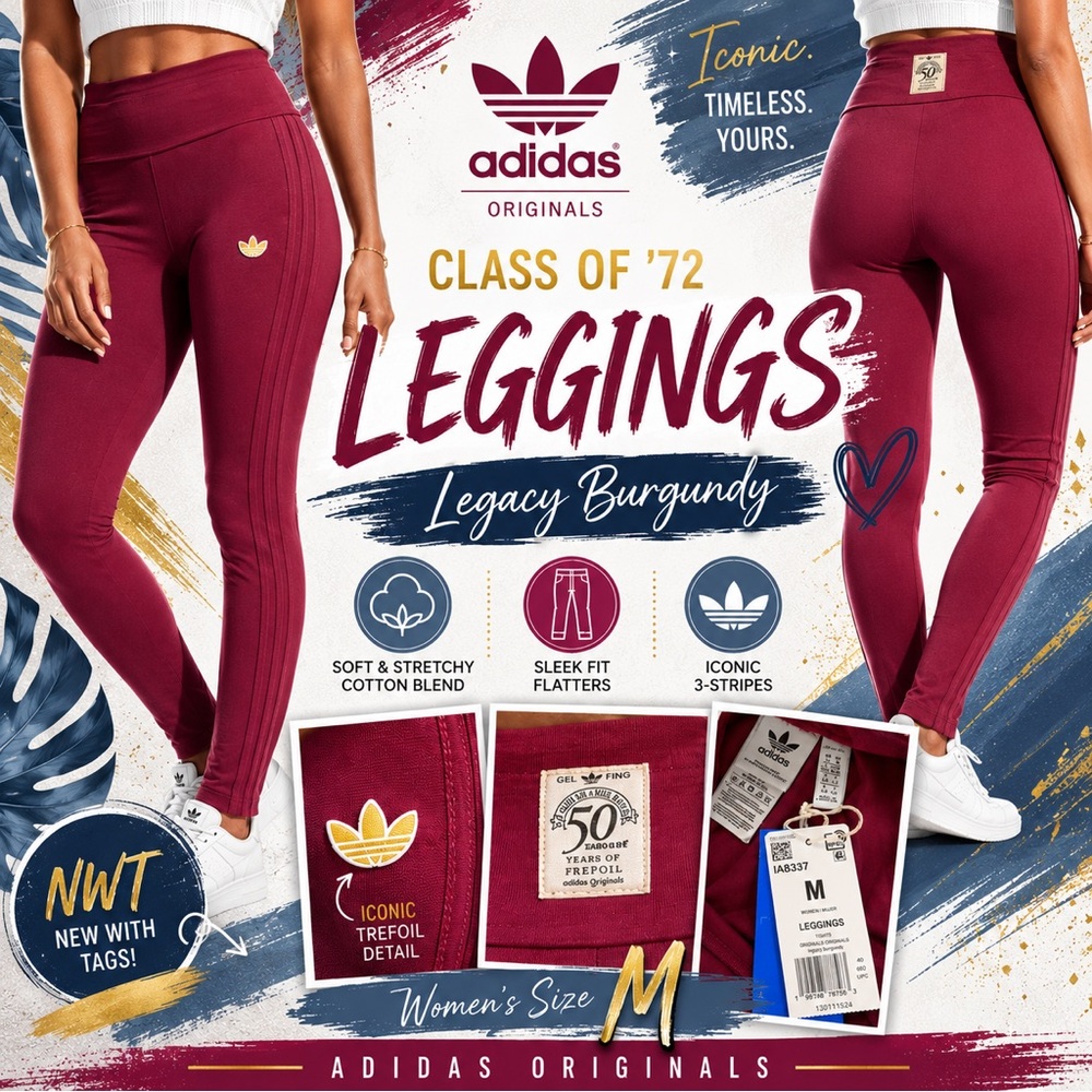 Adidas Originals Class of '72 Leggings Legacy Burgundy NWT Women’s Size Medium